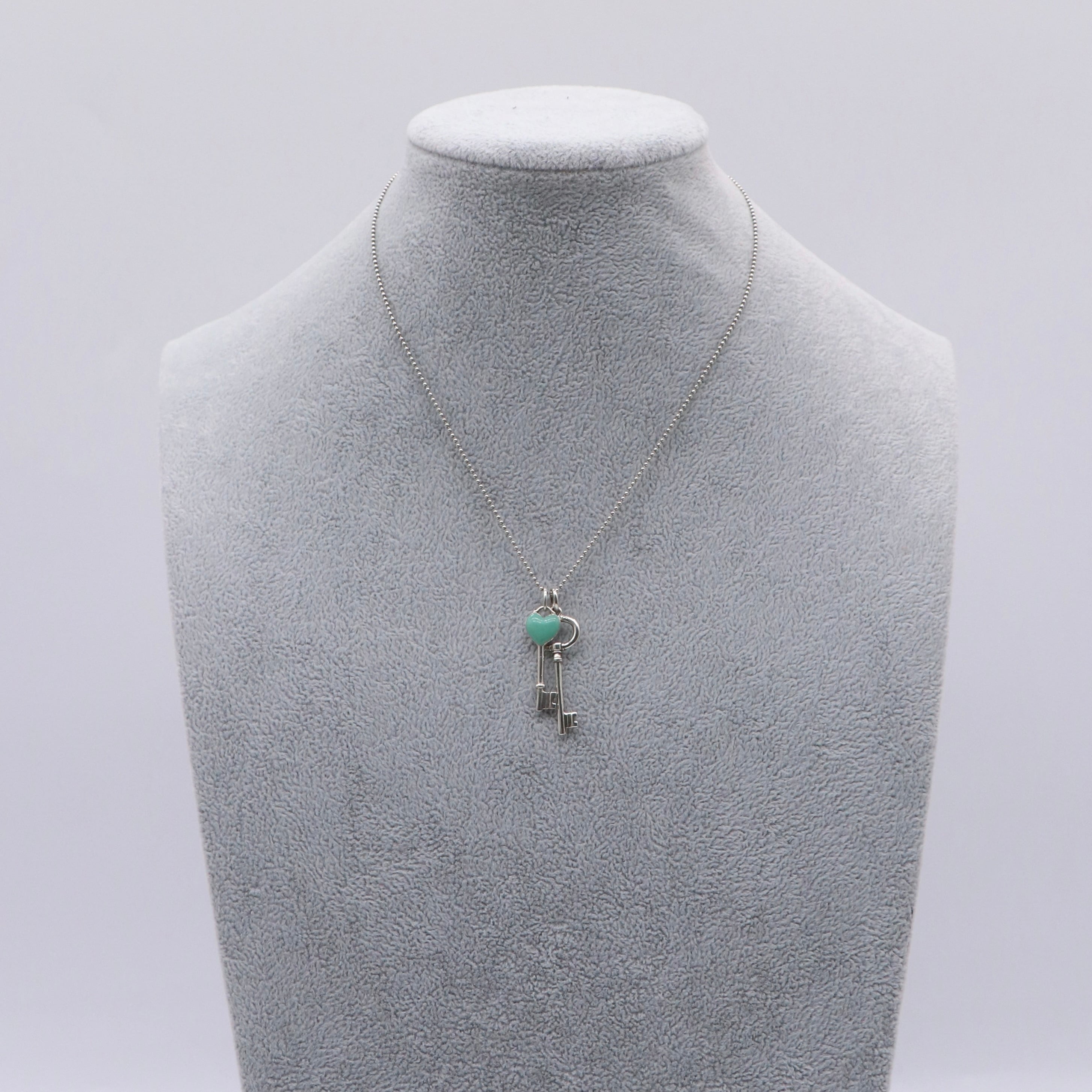 Tiffany&Co. ブルーエナメル ハートキー ネックレス シルバー925