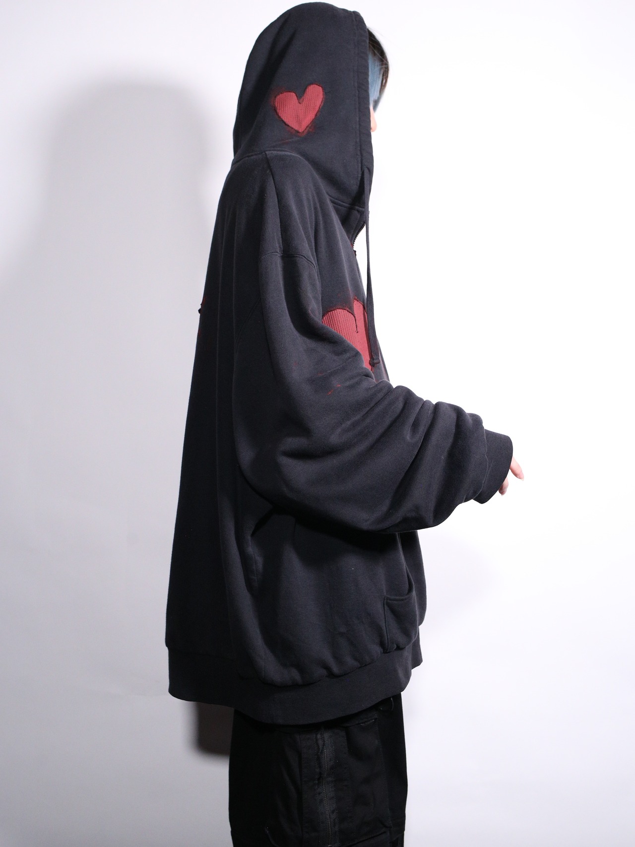 REMAKE / blood heart design zip-up foodie - 5