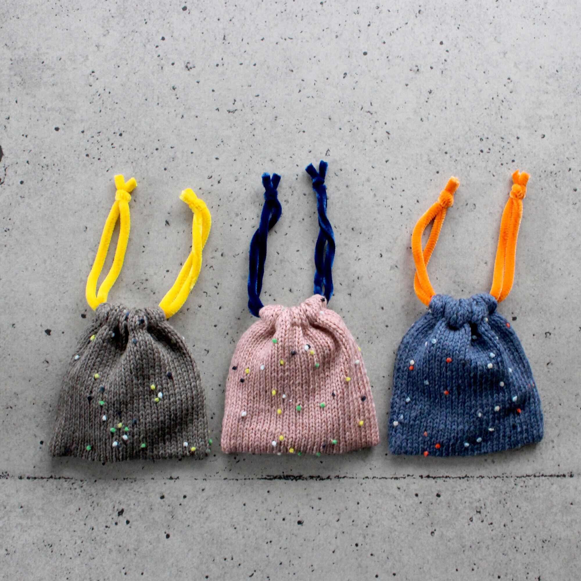 手編みキット】 カラフルドットの巾着ポーチ (glittknit-9) -glitt