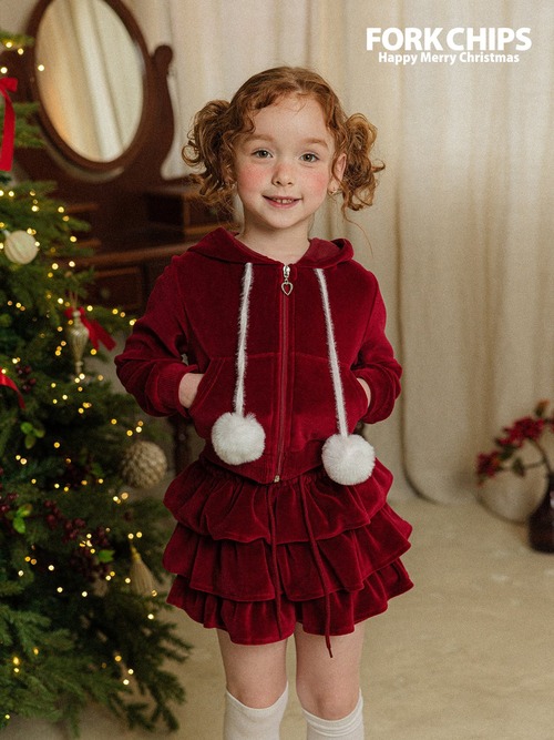 FORK CHIPS- Christmas［取寄］mink ball hood cardigan 25winter