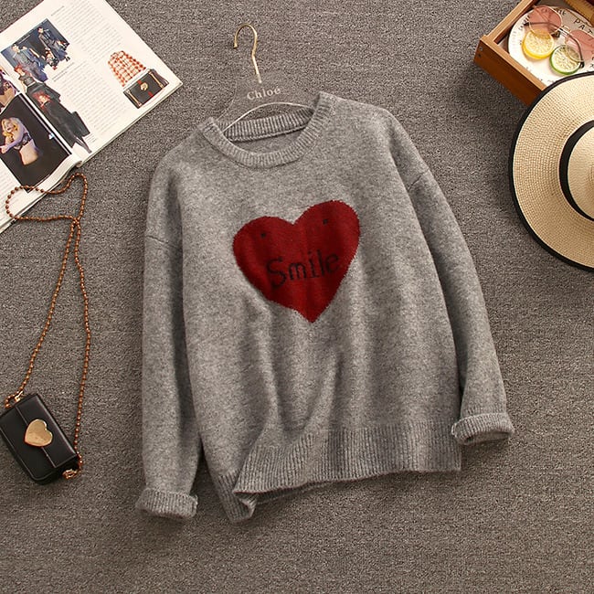 tops】ハート柄ニットセーター M19703 | nanastyle