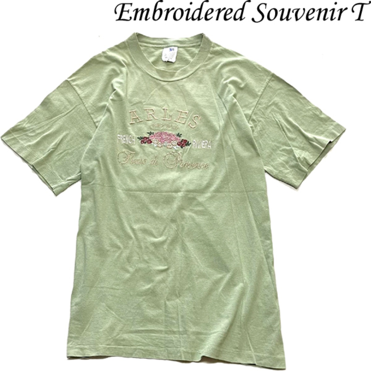 1点物◇FRENCHフレンチスーベニア刺繍Tシャツ古着メンズMLレディースOK 