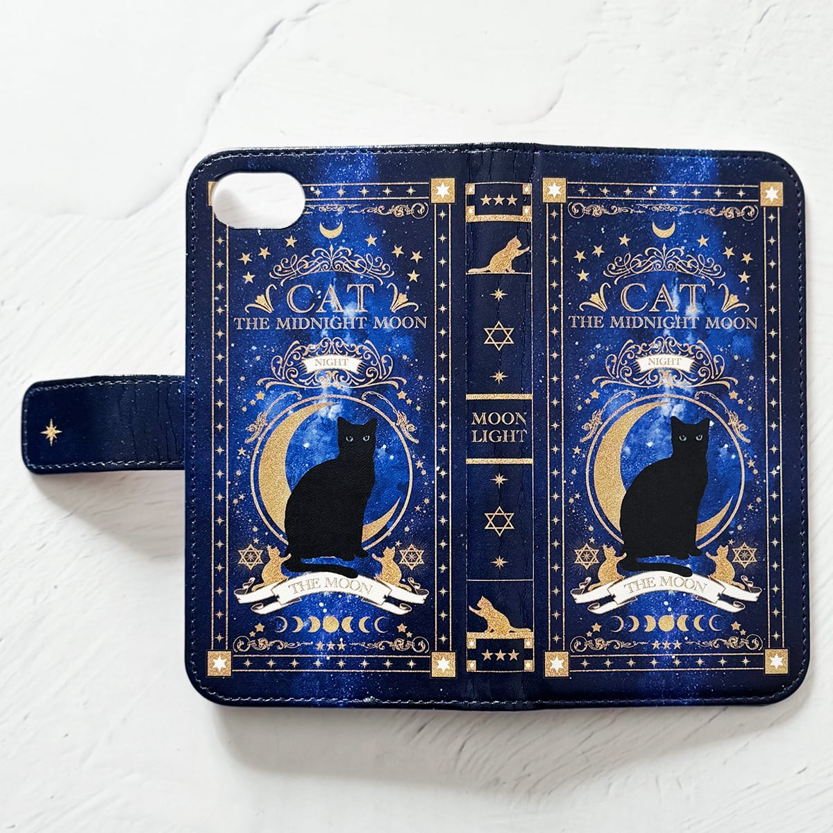 猫の魔導書 〜THE MOONLIGHT CAT〜 手帳型 iPhoneケース スマホケース
