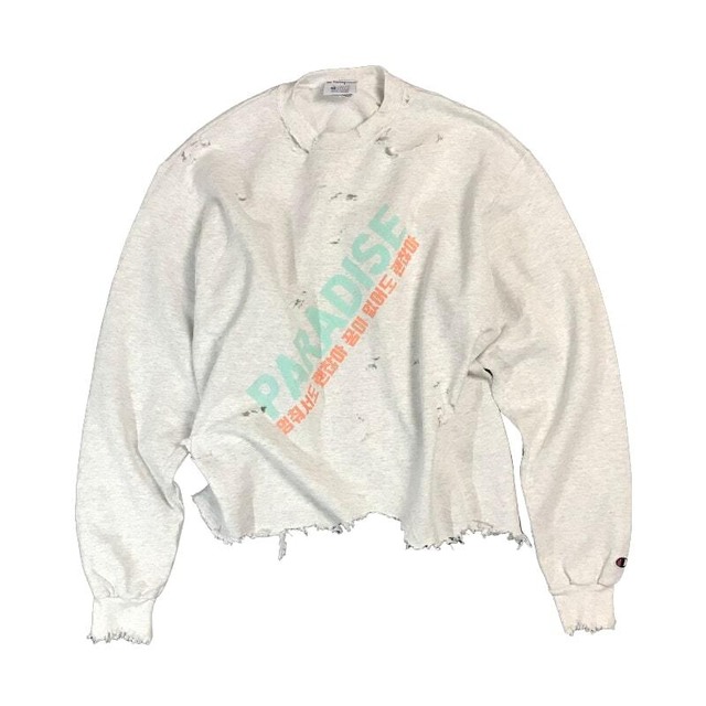 broken sweatshirt paradise white L