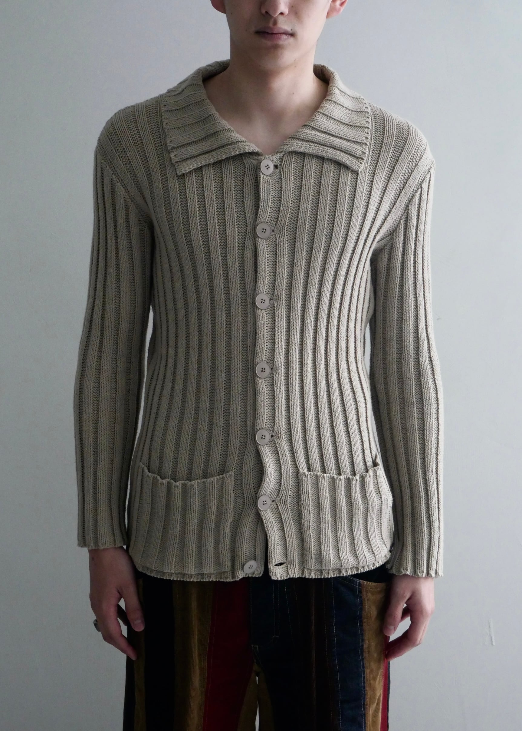 1990s "agnes b . Homme" buttom up collar knit -MADE IN FRANCE-