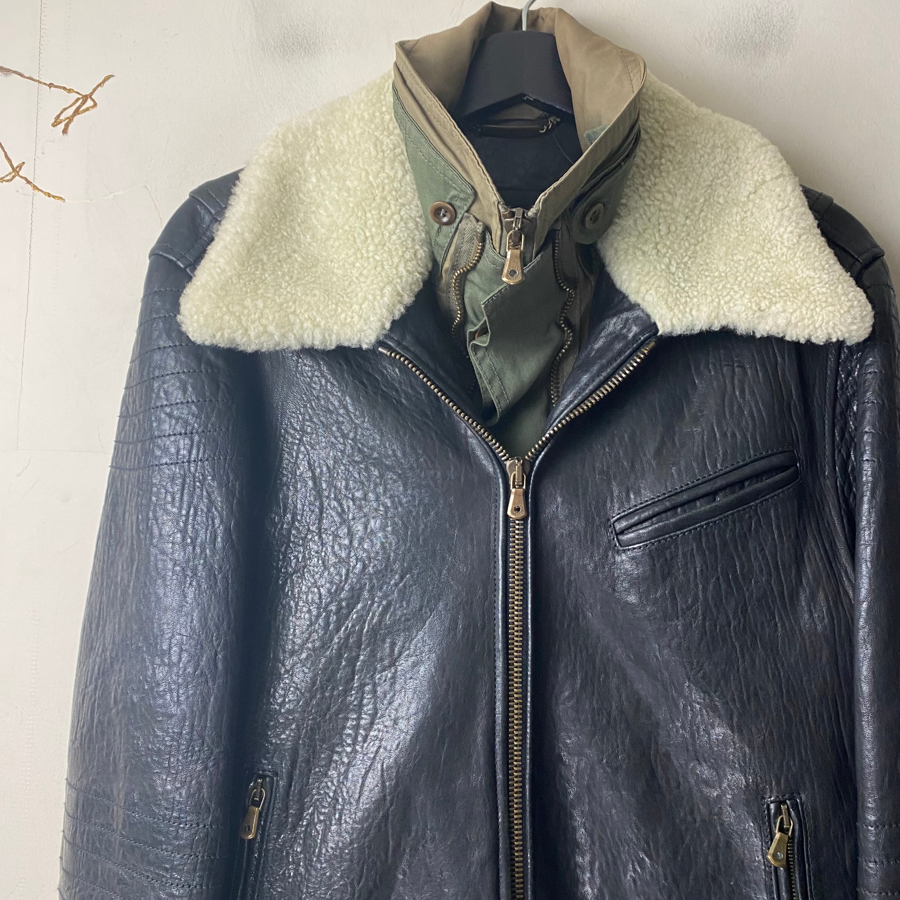 archive 2005AW DOLCE&GABBANA layered mouton riders jacket | NOIR 