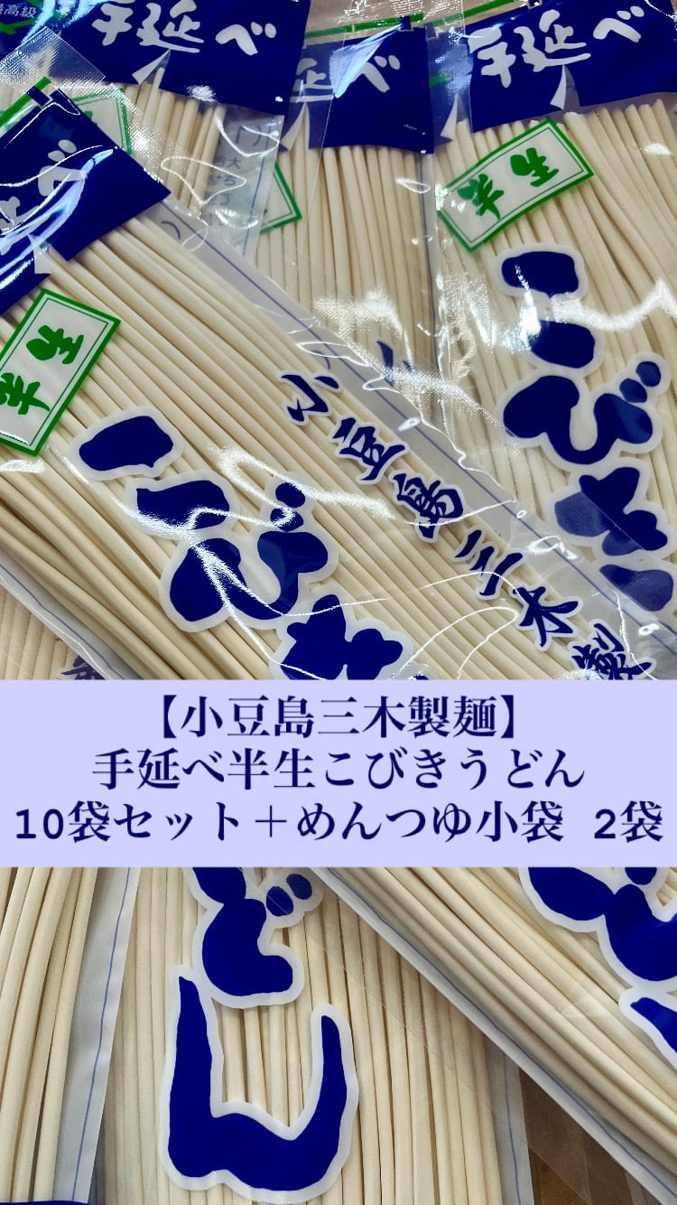 10袋セット！香川県小豆島【小豆島三木製麺】『手延べ半生こびきうどん