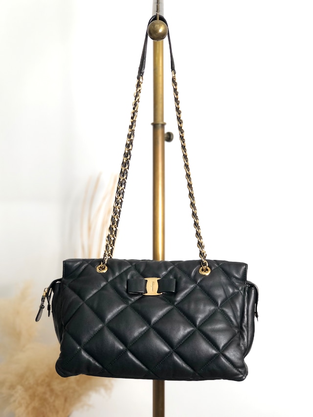 Salvatore Ferragamo サルヴァトーレ フェラガモ　ガンチーニ　レザー　2WAY　トップハンドル　ショルダーバッグ　ブラウン　vintage　ヴィンテージ　オールド　m4cw6p