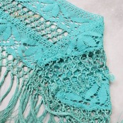 フラメンコ 衣装 ソニアジョーンズ SONIA JOHNES シージョ ピキージョ グリーン ブルー 緑 青 水色 フレコ フリンジ 編み込み ダンス パーティ 装飾 小物 グリーン系 フラメンコ衣装 おしゃれ レディース ダンス小物 踊り衣装 ステージ衣装 透かし編み