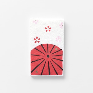 手摺り型染めぽち袋　桜傘
