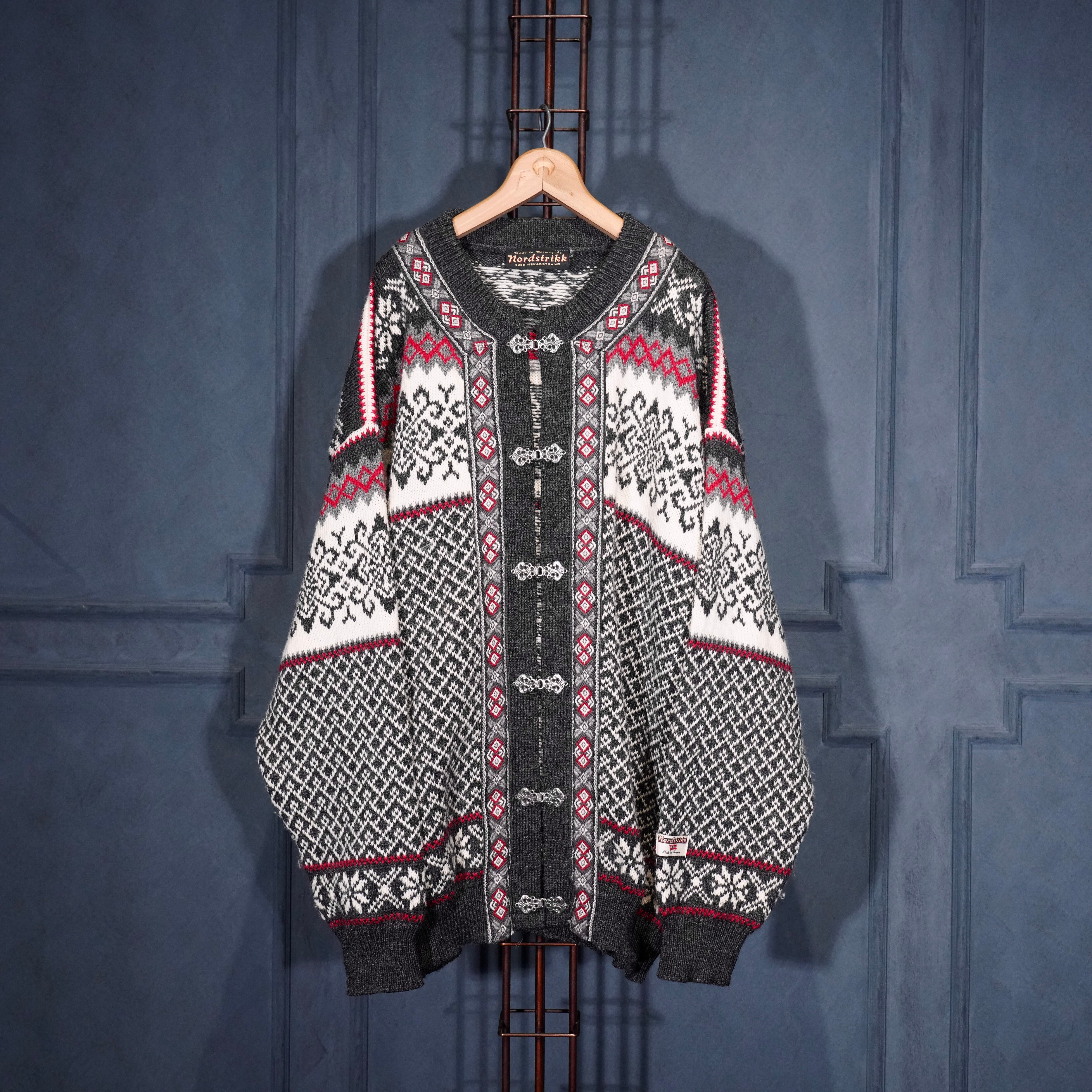 EU VINTAGE nordstrikk EMBROIDERY DESIGN NORDIC KNIT CARDIGAN MADE