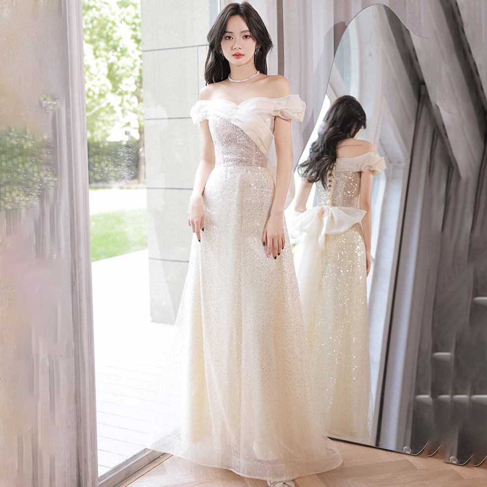 ロングドレス キラキラ 誕生日 パーティードレス お姫様 演奏会 宴会 XH2-BYLF77