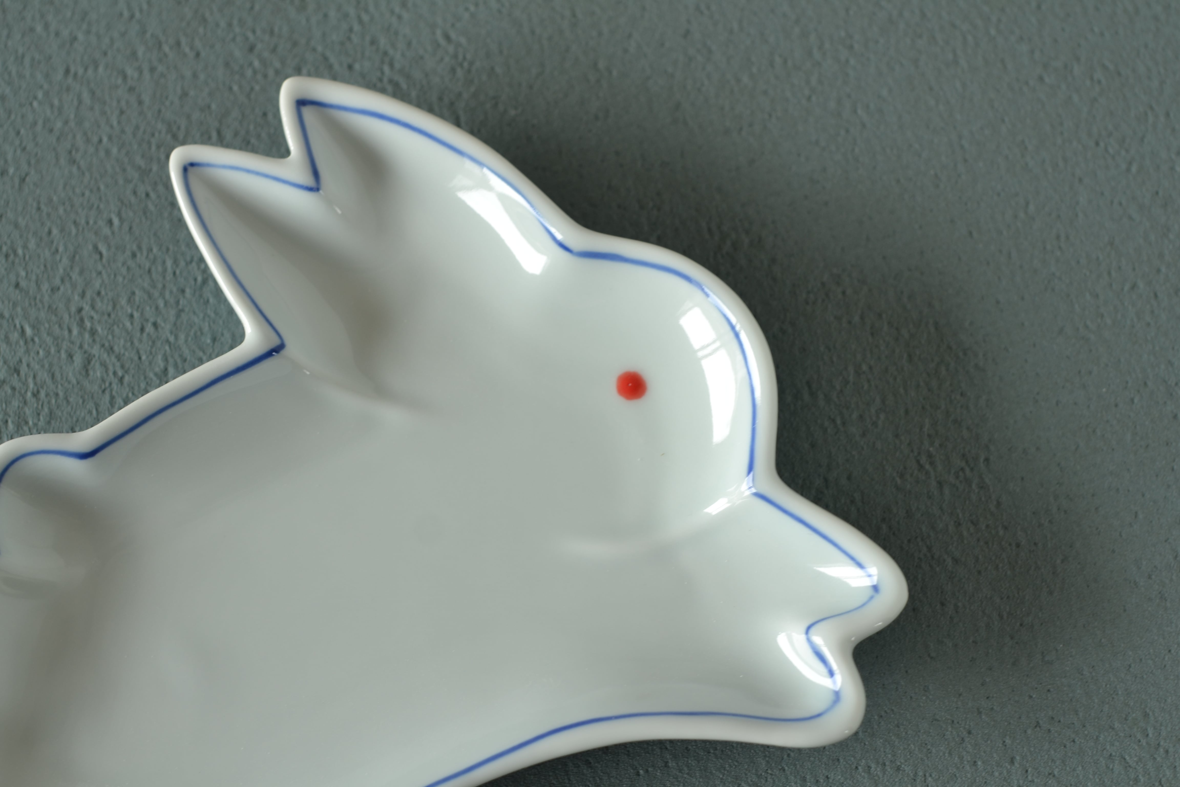 伊万里焼 手描き 跳ね兎銘々皿 / 呉須線 | FUCHIGAMI TOJIKI