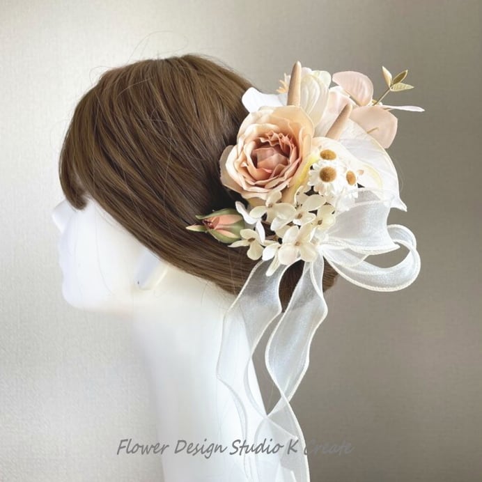 アンスリウムと薔薇と紫陽花のヘッドドレス ウェディング 結婚式 リゾ