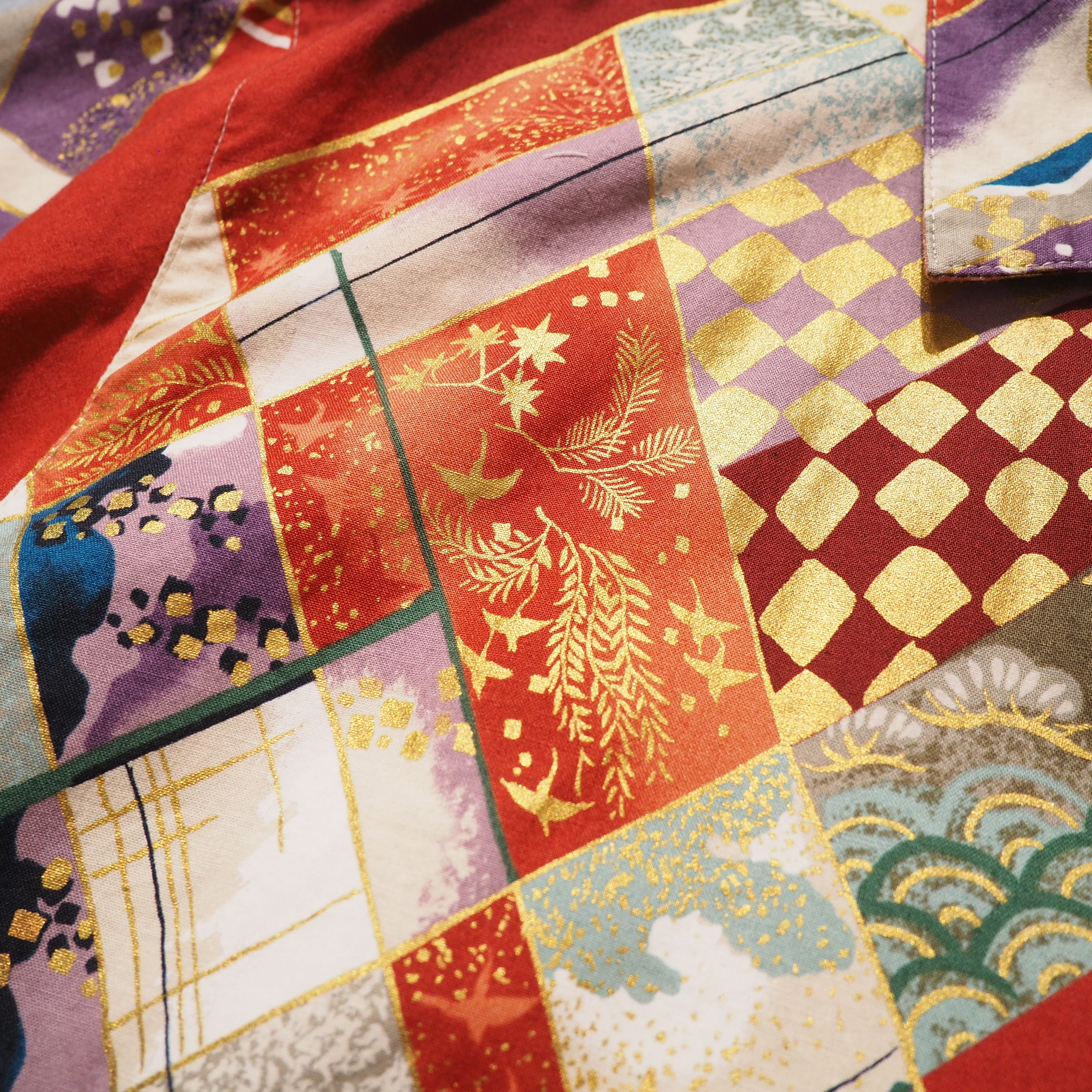 " Special - 和柄 " Japanese oriental pattern vintage SS Open collar shirt