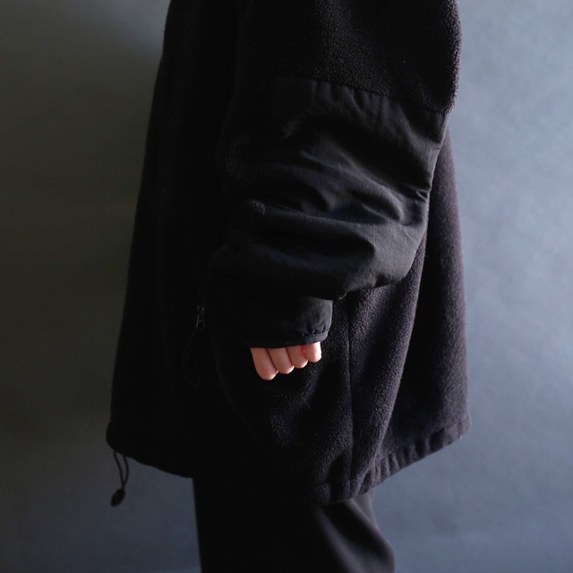 switching design big size fleece zip-up jacket