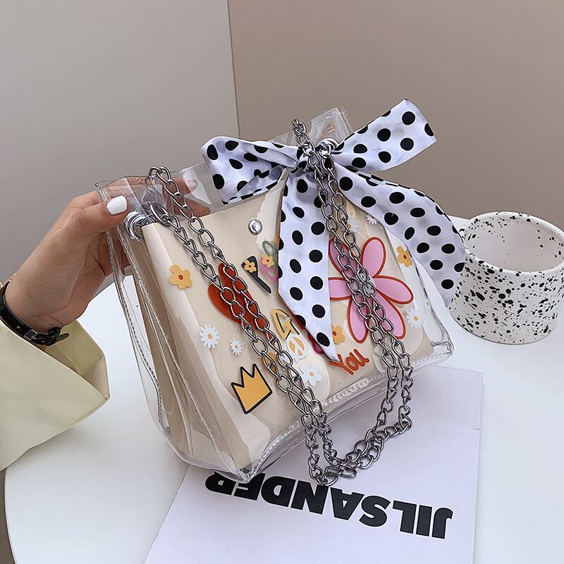 サマーチェーン レッド 夏物 メッセンジャーバッグ 手作りハンドバック32891865237