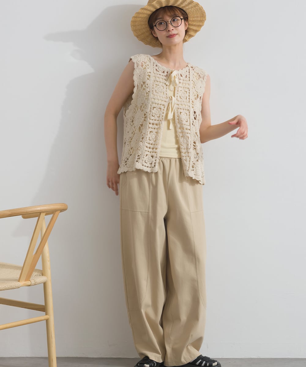 D261114 クロシェモチーフ2WAYベスト / Crochet Motif 2WAY Vest (残り
