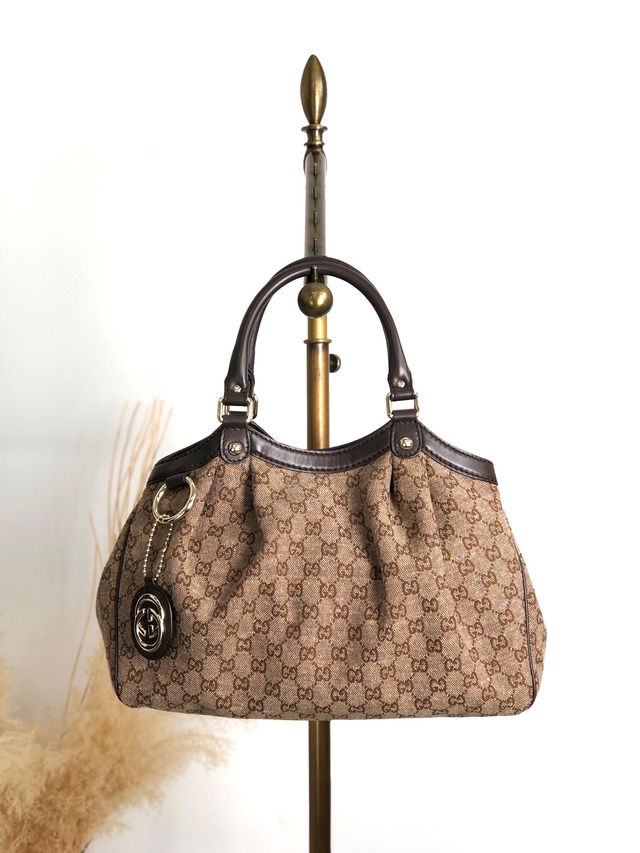 GUCCI グッチ GGキャンバス トートバッグ ブラウン スーキー ネップ ジャガード vintage ヴィンテージ オールド cyznyp