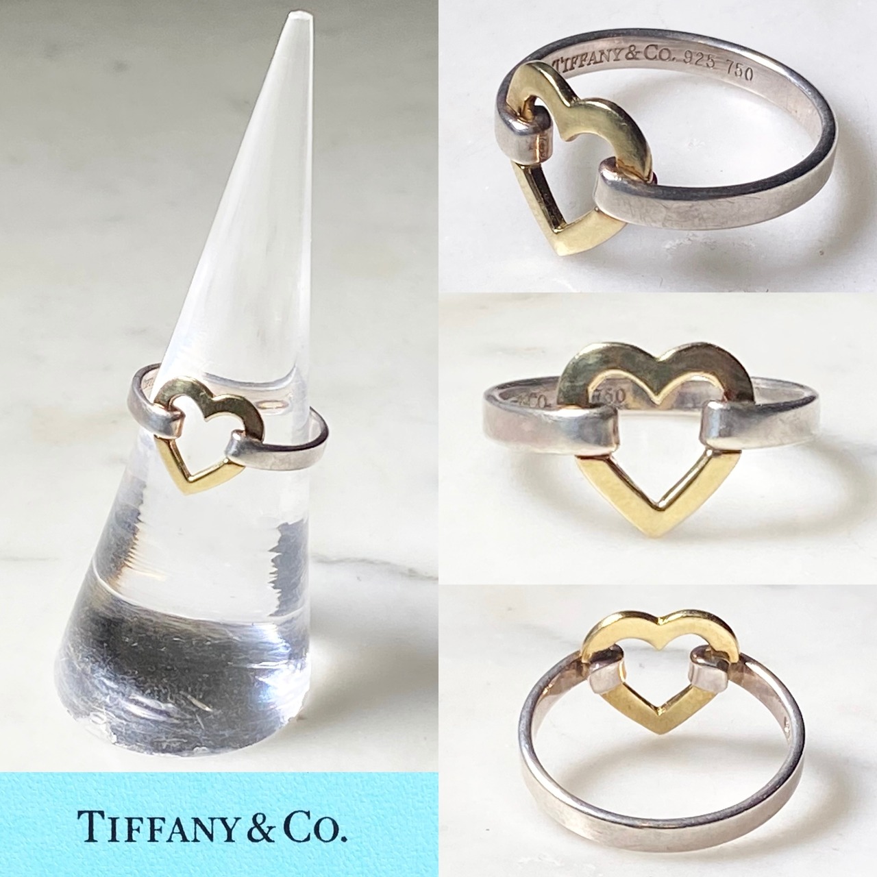 vintage TIFFANY silver × k18 heart ring