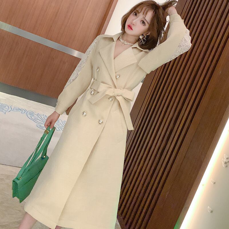 ダブルブレストウェストレーススリーブレディースウィンター エレガント 冬物 ステッチ MIUCO55596541471