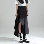 Black slit ruffle hem midi skirt (ME111)