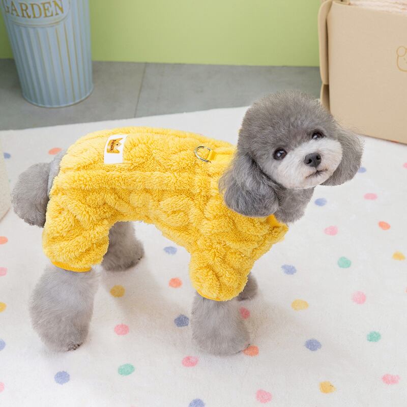 ペット服 DADAGOU ツイストベルベット つなぎ ロンパース もこもこ