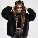 Women's Padded Coat with Leopard-Print Fur(ME498)