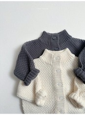 〖取寄〗韓国子供服 / 26winter / minirobe / ワッフルハイネックカーディガン / キッズ *S~XL*