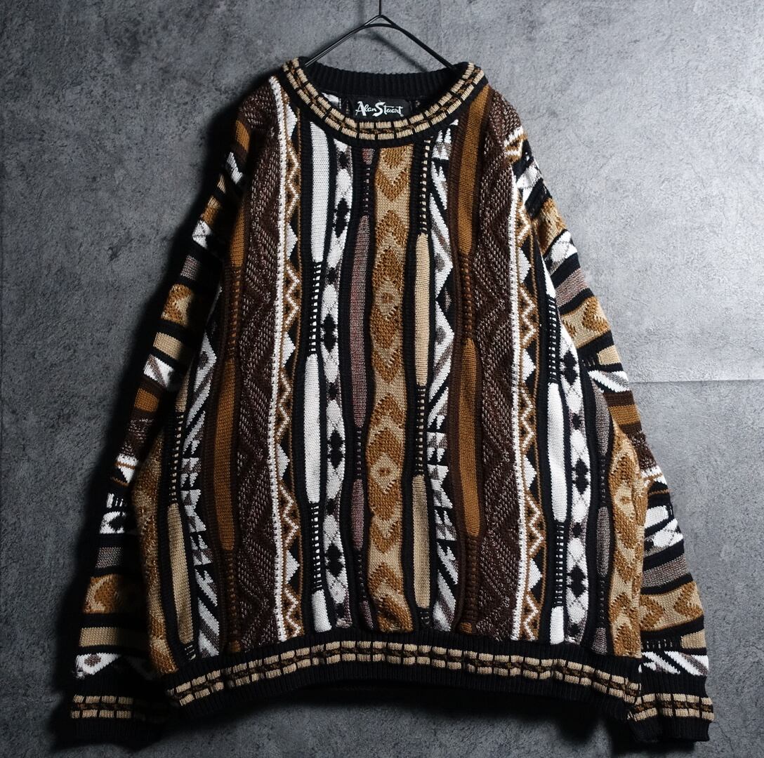 90s Multicolor 3D Pattern Design Knit