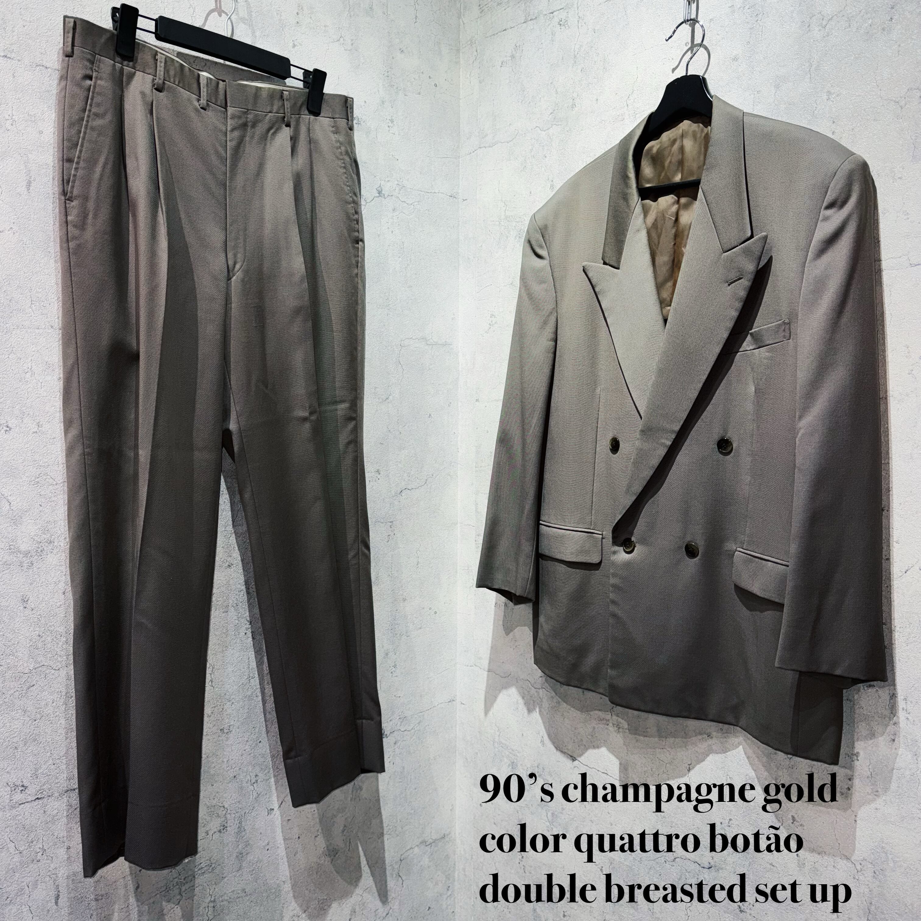 90’s champagne gold color quattro botão double breasted set up