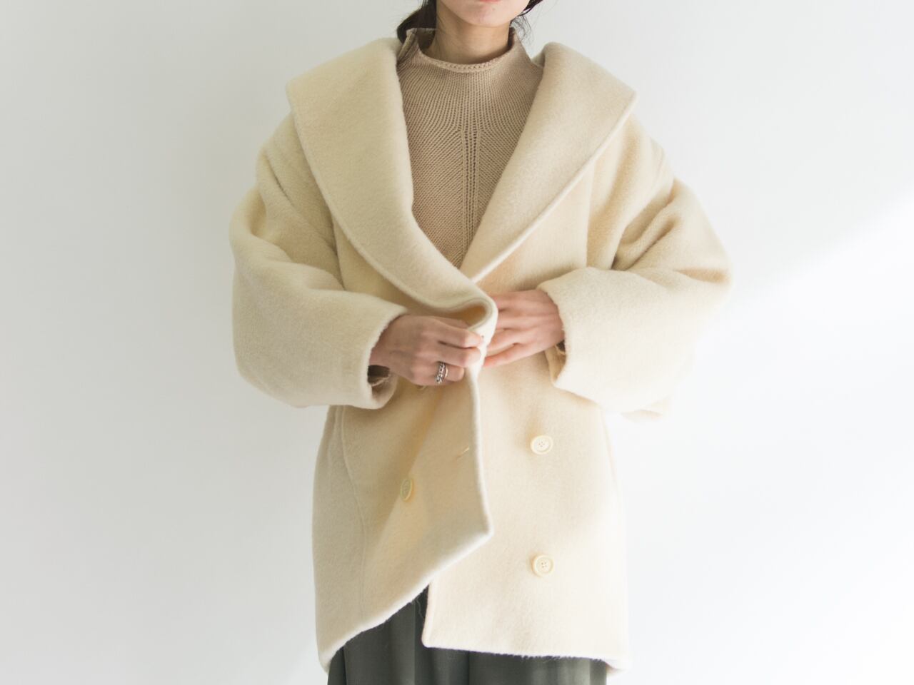 【Guy Laroche】Made in France oversized mohair/wool beaver padded coat（ギラロッシュ フランス製 中綿オーバーサイズ ビーバーコート）