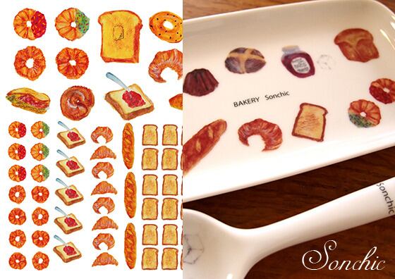 ポーセラーツ転写紙A3、14枚 BAKERY ベーカリー パン転写紙 A3（ポーセリンアート転写紙