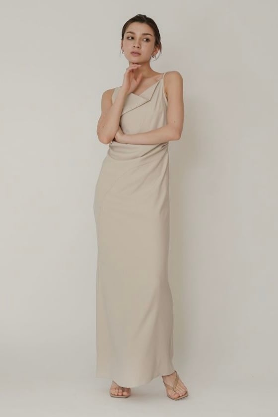 KINO THE KEI asymmetry drape cami dress アシンメトリー ドレープ