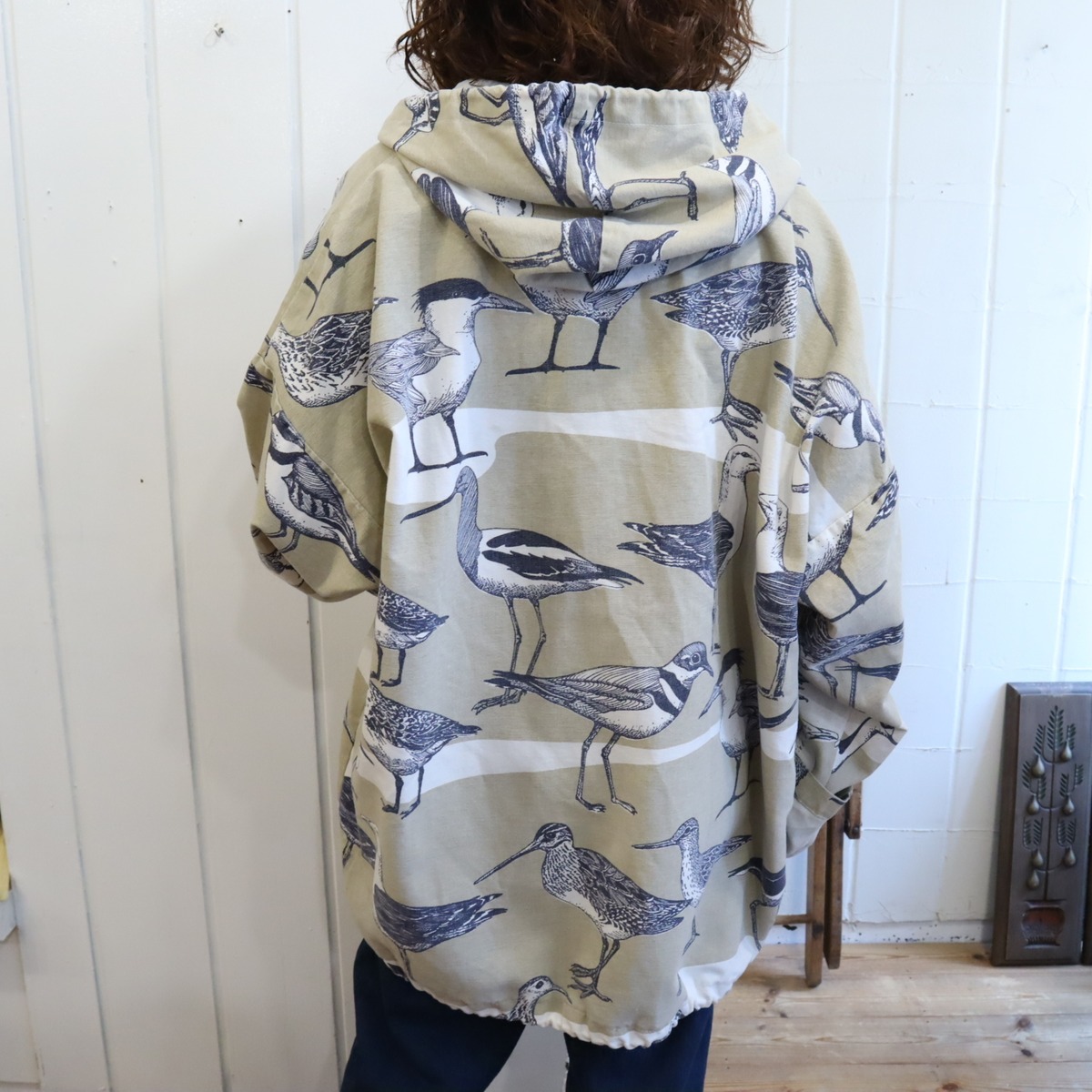 MICHIGAN RAG beige×navy hooded jacket [k-5458] | Fizzvintage