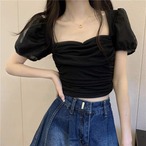 パフスリーブ ショート丈トップス G10CT0090