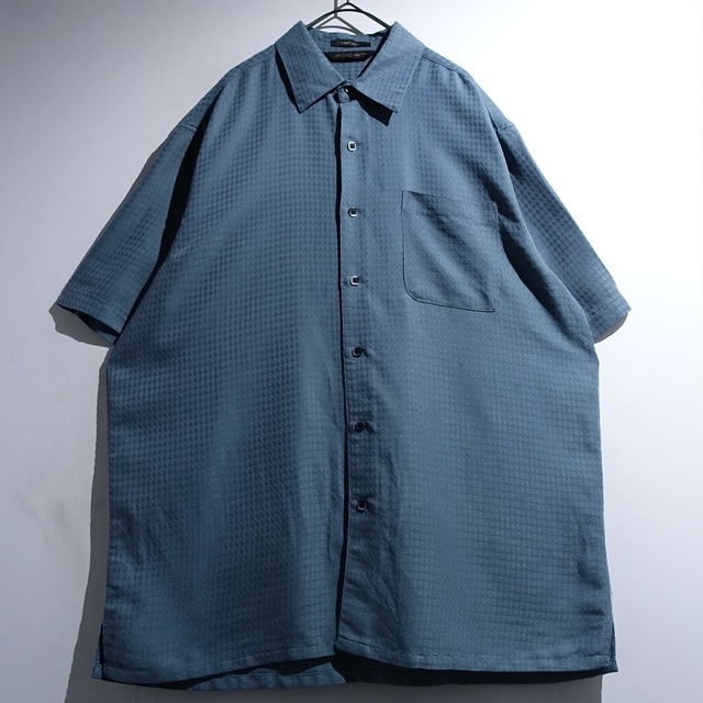 "AXIST" Blue Geometric Jacquard Design S/S Shirt