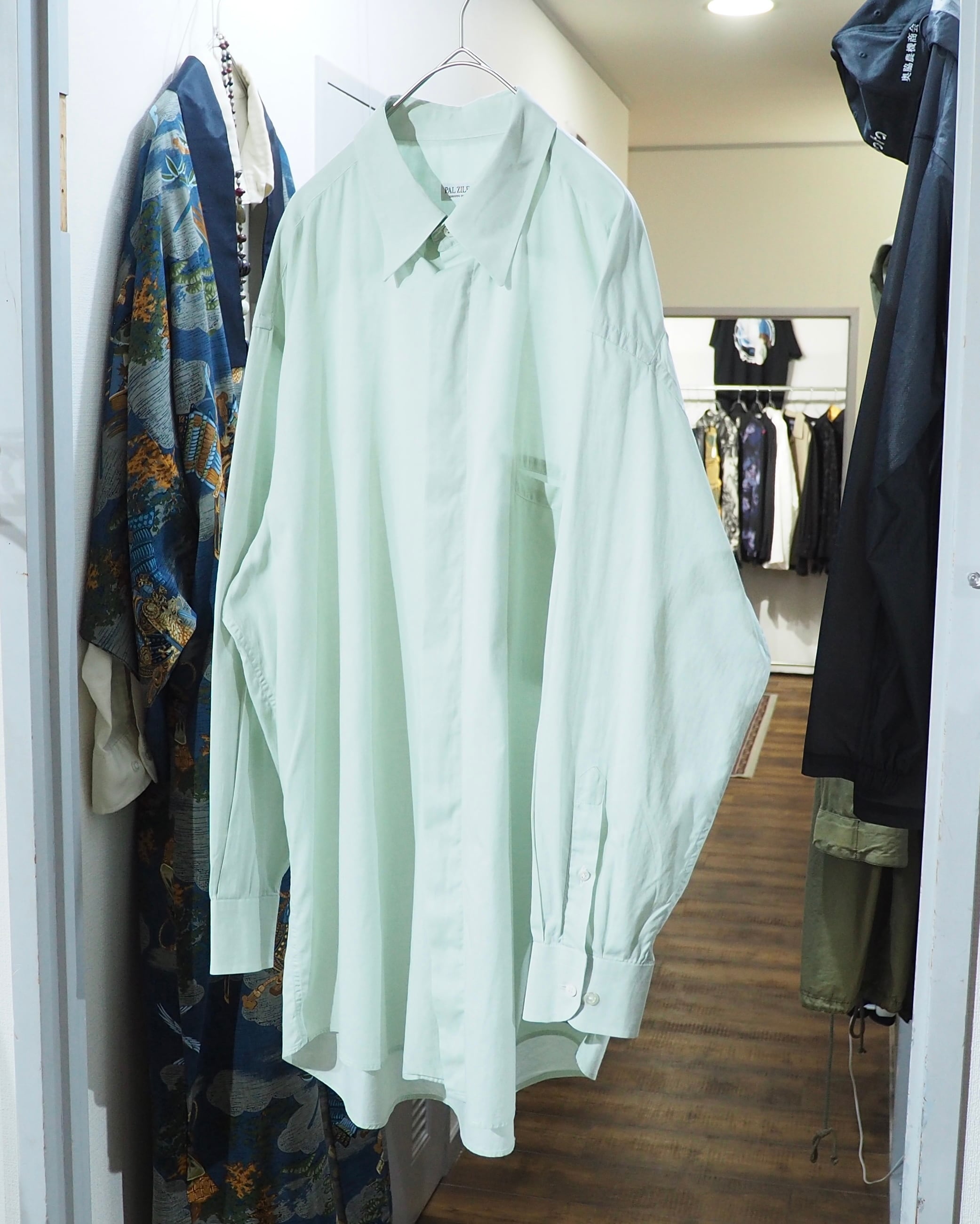 1990s " PAL ZILERI - Made in Italy " Pastel Mint Green Color vintage Dress shirt
