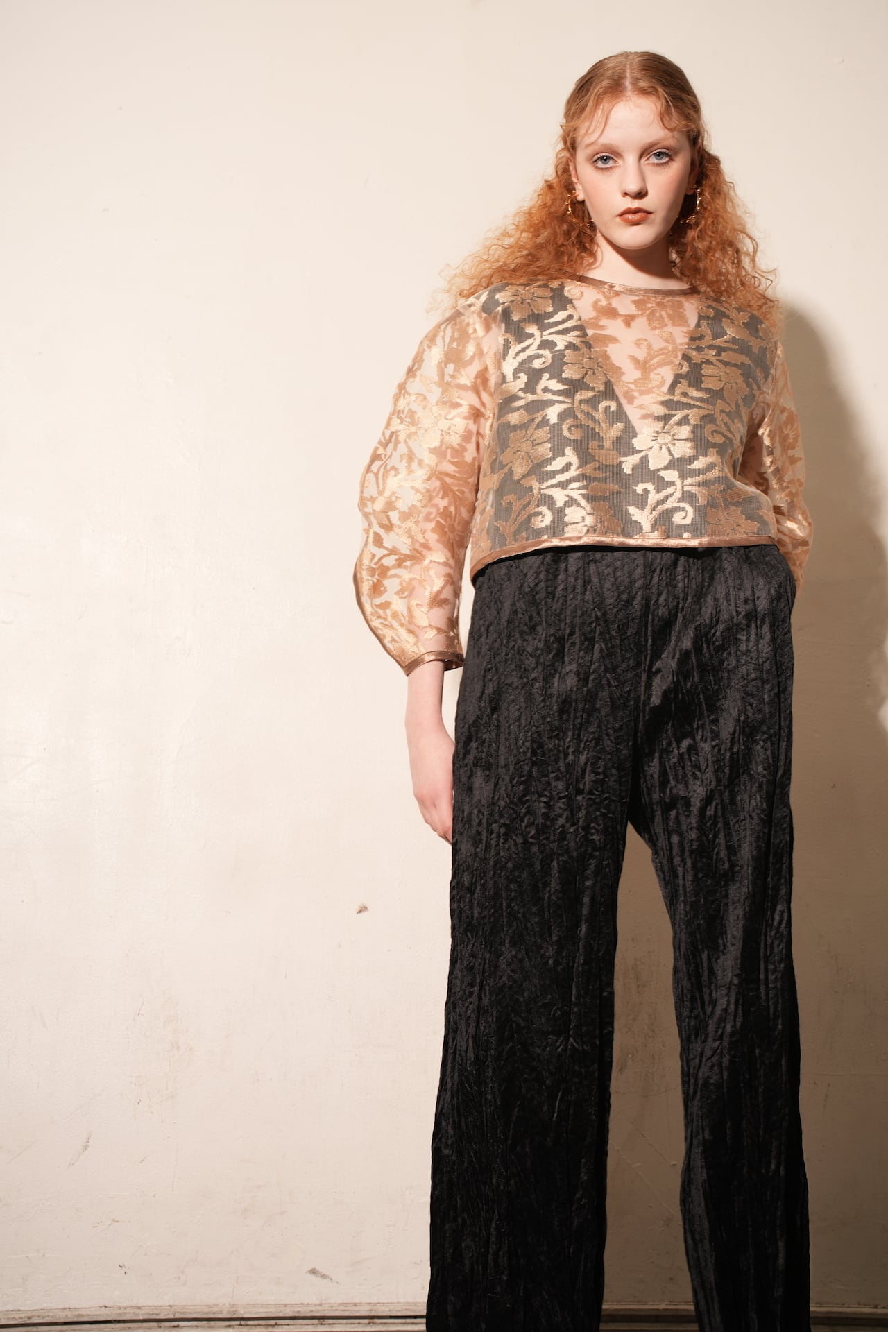 VELOR JERSEY CRINCLE SALOPETTE / BLK