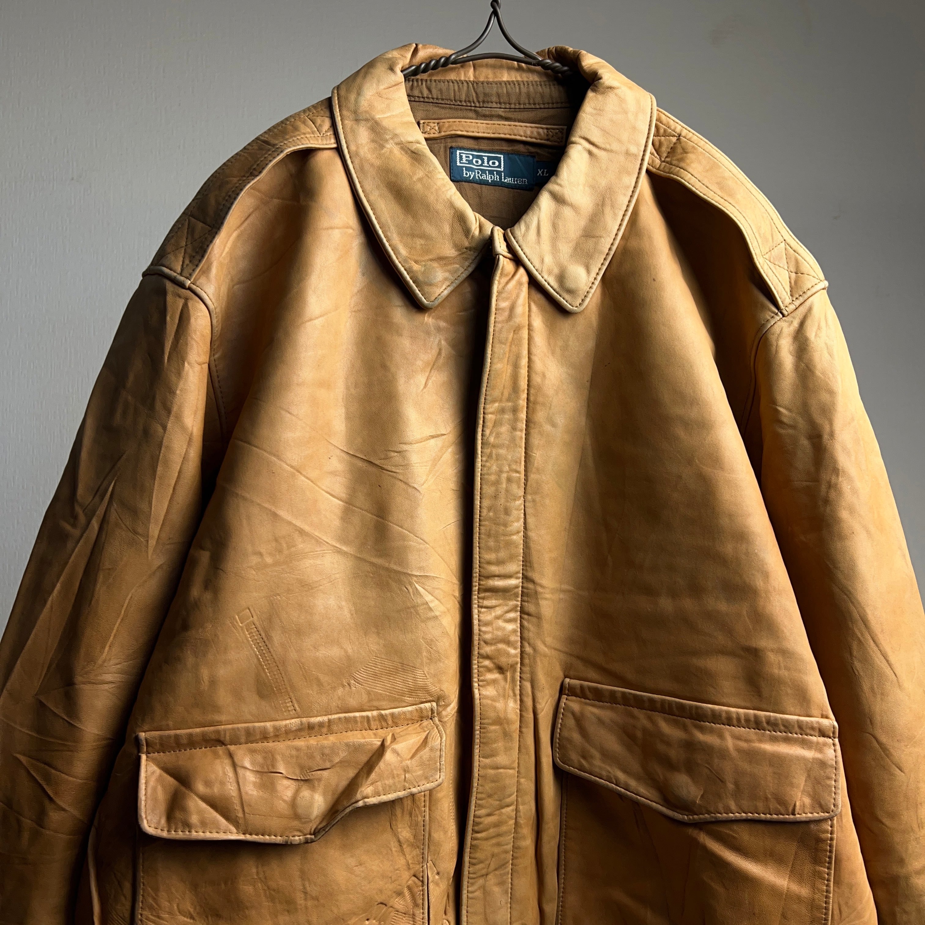 90's~ “Polo by Ralph Lauren” A-2 Leather Jacket SIZE XL 90年代 ポロラルフローレン  ラムレザージャケット【1000A274】【送料無料】