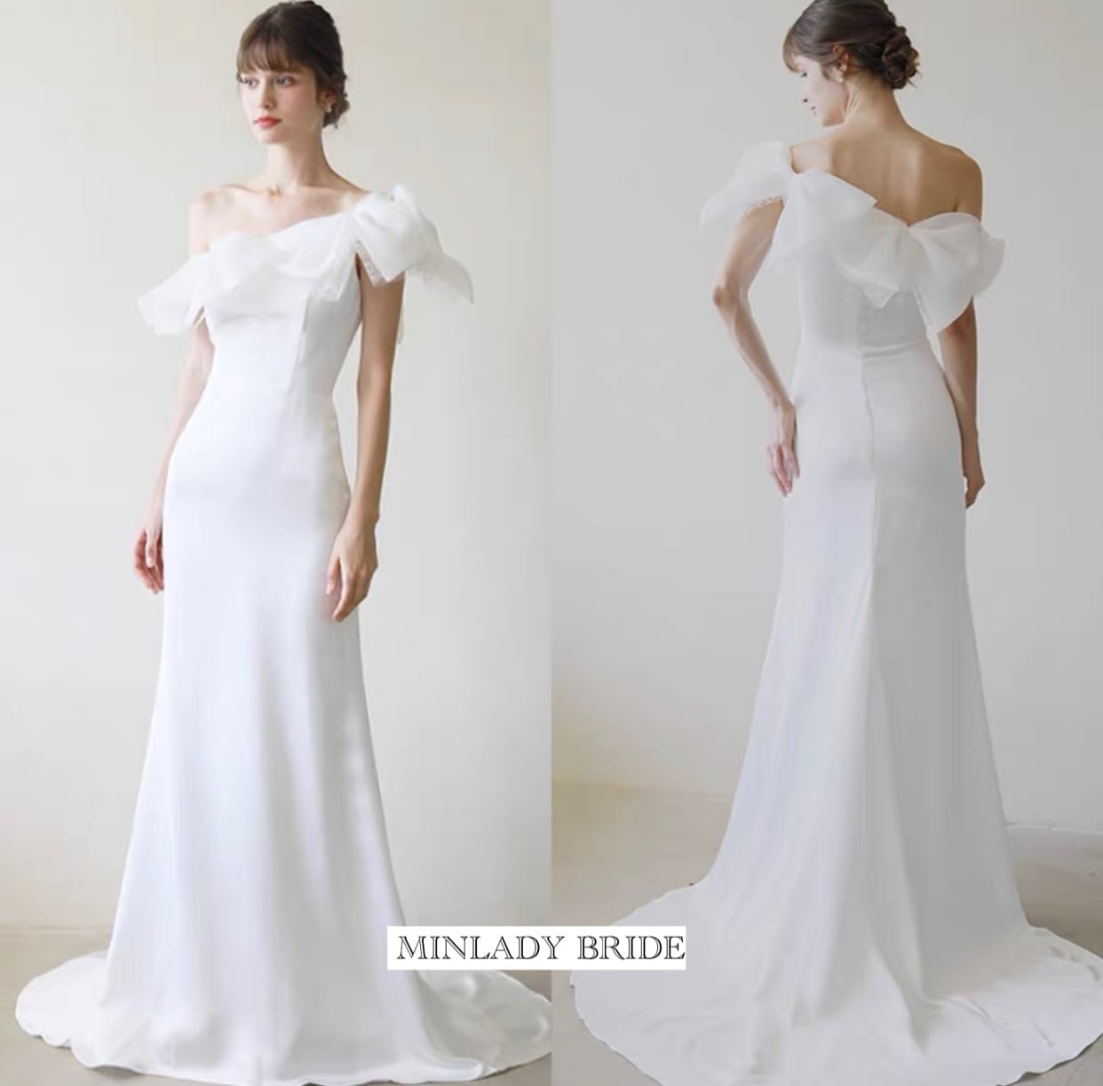 ワンショルダー スレンダーライン ウェディングドレス | MINLADY BRIDE