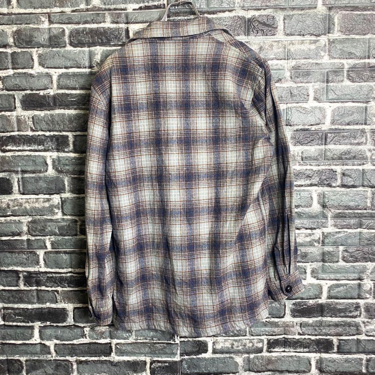 70s ペンドルトン☆ウールジャケットシャツ オンブレチェック  
