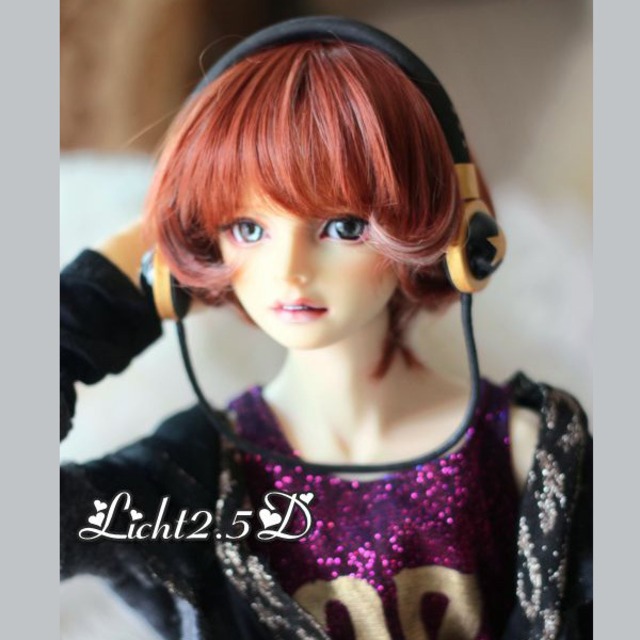 BJDドール用ウイッグ Wigs ⭐️ショートブラウン/パープル 高温糸 SD/小顔SD/MSD/幼SDサイズ人形用 licht2.5D 球体関節人形用