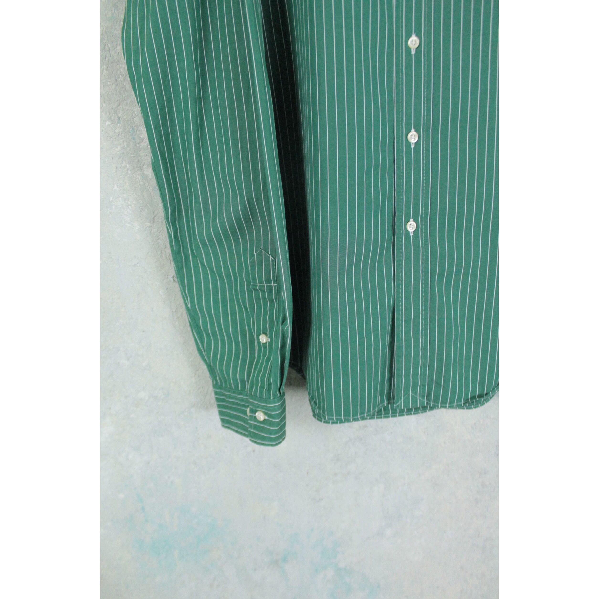 【希少】mahf グリーンストライプ　下のみ　XL Ralph Lauren モスグリーン ストライプシャツ 【FF-2992】 | cv