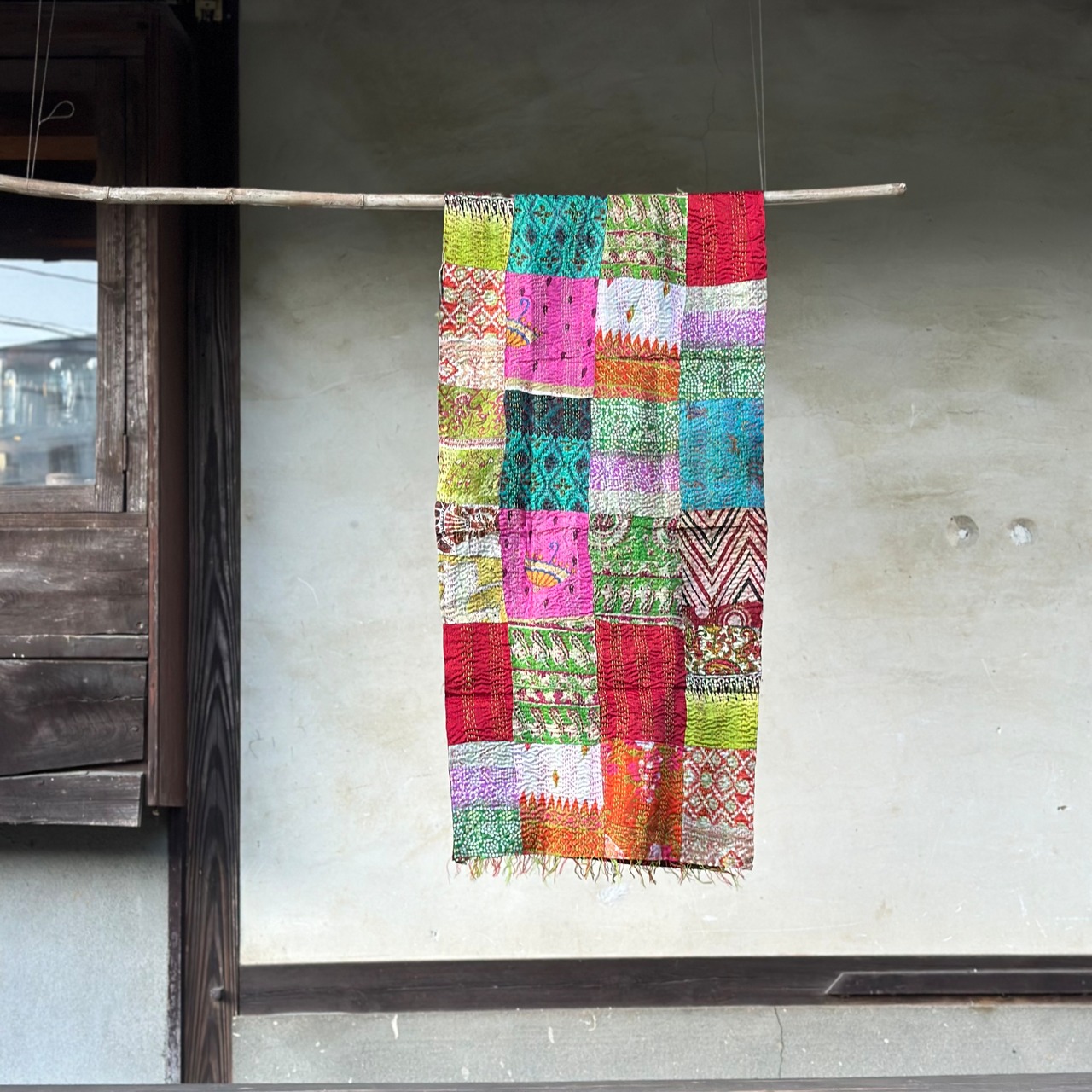 《パッチワーク小 / no.43》幅約47×長さ約197cm リサイクルサリーのカンタショール