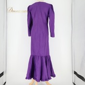 フラダンス 衣装 ワンピース ドレス パープル系 ワンカラー 無地 長袖 フリル シンプル 華やか 鮮やか きれい 上品 かわいい 大人っぽい 紫 ハワイアン アロハ ハワイアンプリント フラ ダンス レッスン 練習 ダンスウエア 美しい 色鮮やか