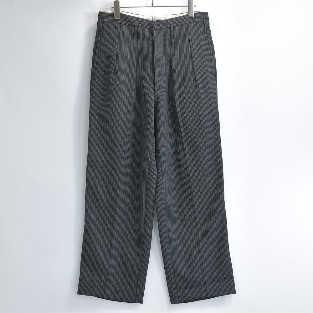 希少50's vintage ストライプ　ワイドスラックス　ジャガード　フランス 50～60s Vintage ジャガード ストライプ デザイン ワイド シルエット 2