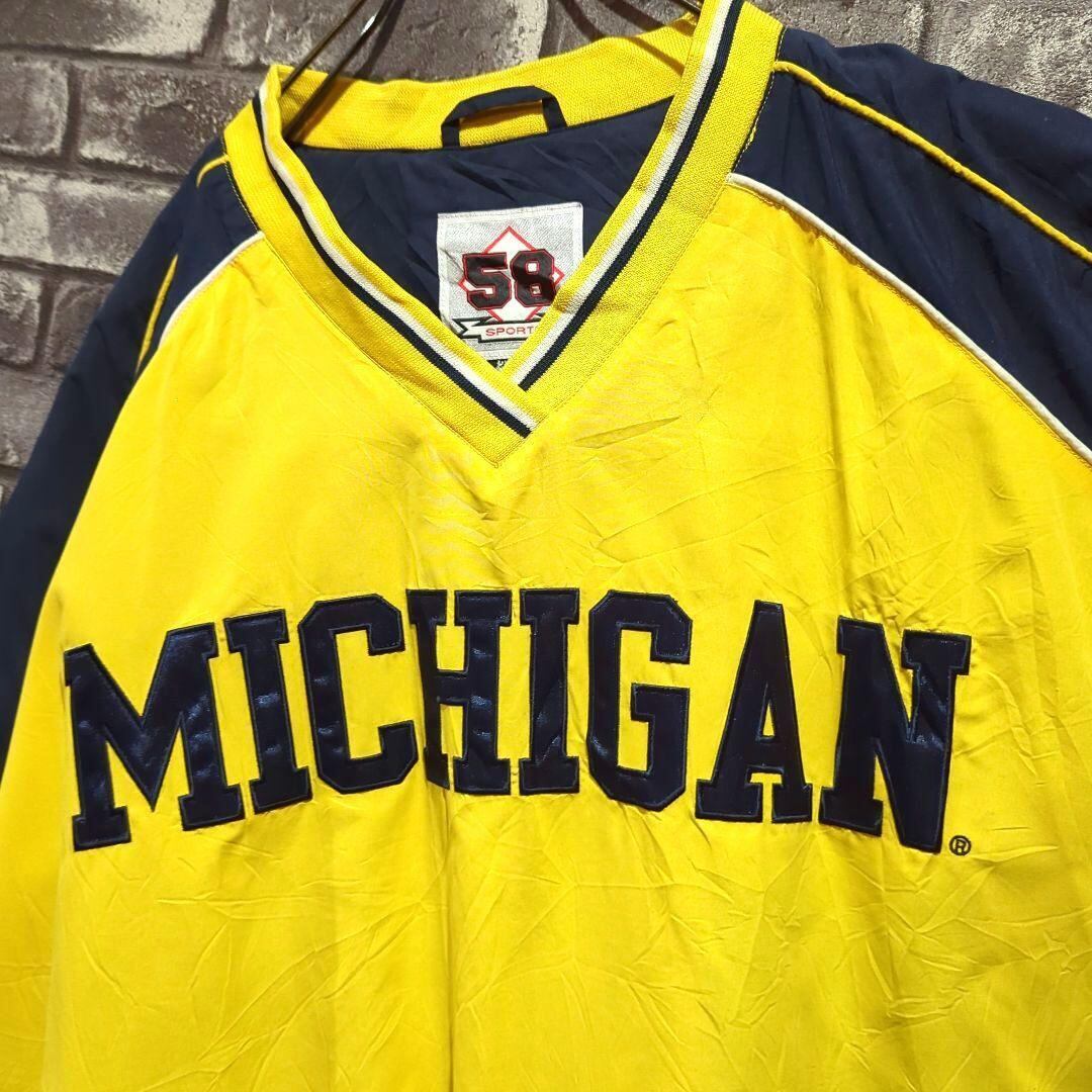 90sミシガン大学ナイロン プルオーバー ジャケット カレッジ 刺繍 ...