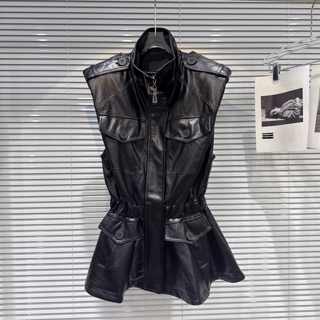 【outer】ロングPUベスト Q7746