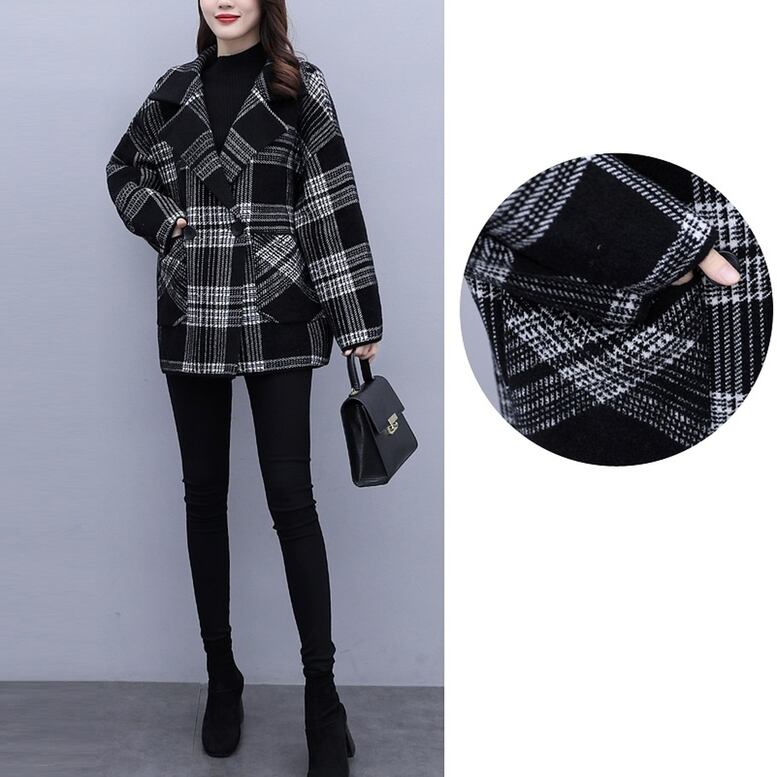 コート アウター レディース チェック柄ショートコート チェック